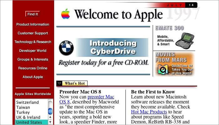 Apple website years ago